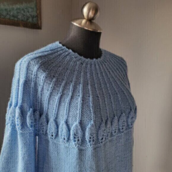 Handmade knit Sweater Blue Sz L-XL - Picture 7 of 13